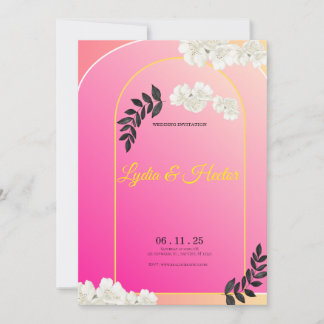 -Romantic-Pink-Watercolor-Floral-Couple-Wedding- Holiday Card