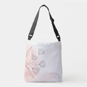 Romantic Pink Watercolor Floral Crossbody Bag