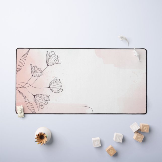 Romantic Pink Watercolor Floral  Desk Mat (Kids Table)