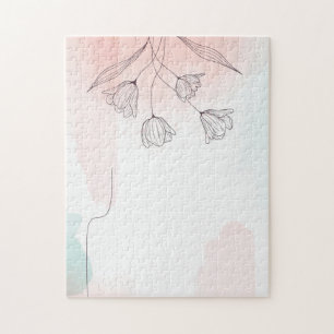 Romantic Pink Watercolor Floral Jigsaw Puzzle