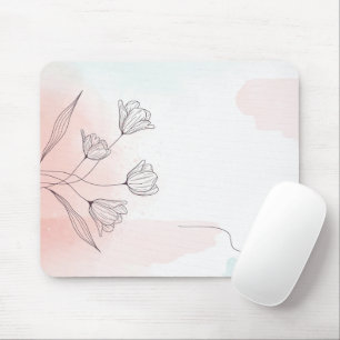 Romantic Pink Watercolor Floral Mouse Mat