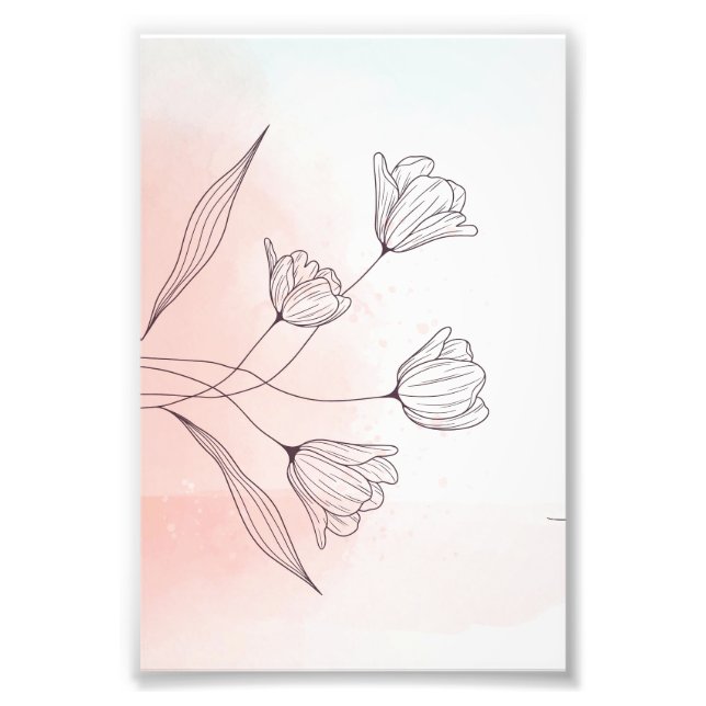Romantic Pink Watercolor Floral Photo Print (Front)