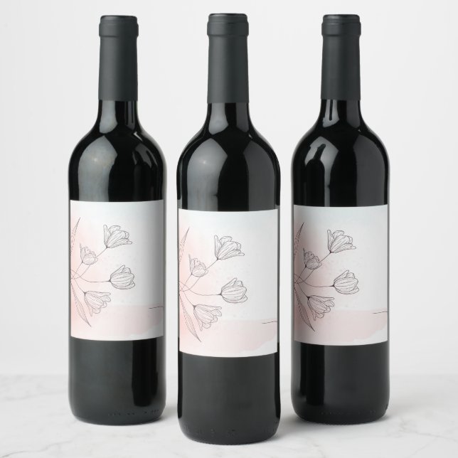 Romantic Pink Watercolor Floral Wine Label – Favou (Bottles)