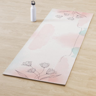 Romantic Pink Watercolor Floral Yoga Mat