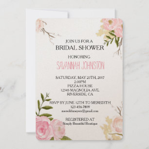 Romantic Pink Watercolor Garden bridal shower Invitation