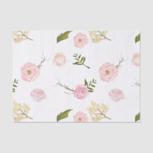 Romantic Pink Watercolor Garden Floral Tissue Paper