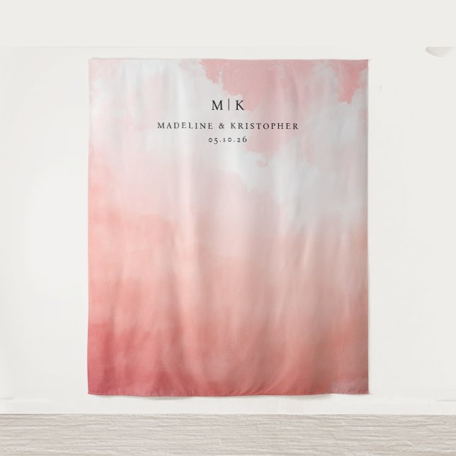 Romantic Pink Watercolor Gradient Tapestry (Front)