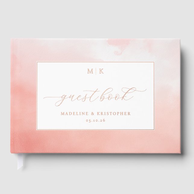 Romantic Pink Watercolor Guestbook (Front)