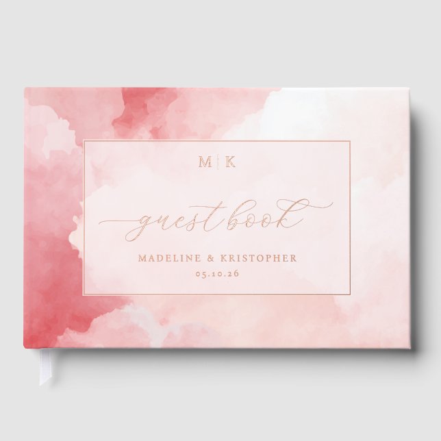 Romantic Pink Watercolor Guestbook (Front)