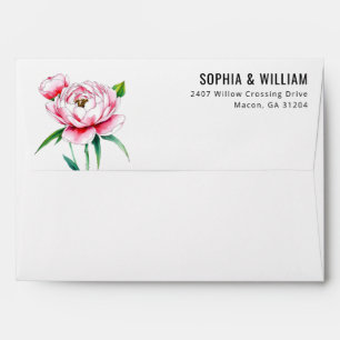 Romantic Pink Watercolor Peonies Envelope