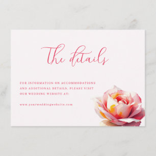 Romantic Pink Watercolor Rose Enclosure Card