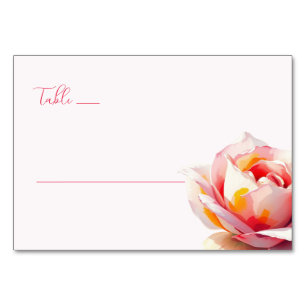Romantic Pink Watercolor Rose Table Number