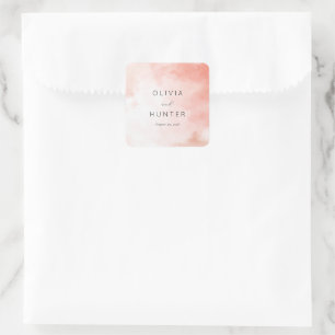 Romantic Pink Watercolor Square Sticker