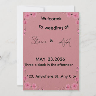 Romantic Pink Wedding Invitation | Soft Floral Ele