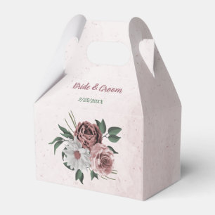 romantic pink, white and cinnamon rose wedding favour box