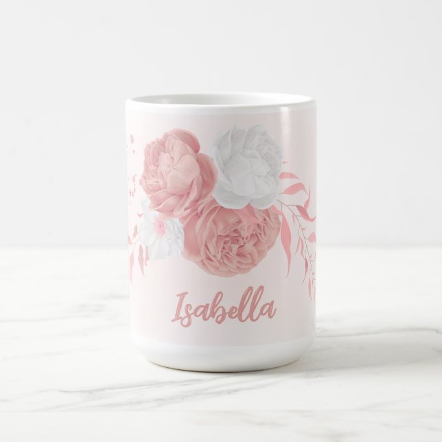 romantic pink & white flowers coffee mug (Center)