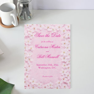 Romantic Pink & White Save The Date Card