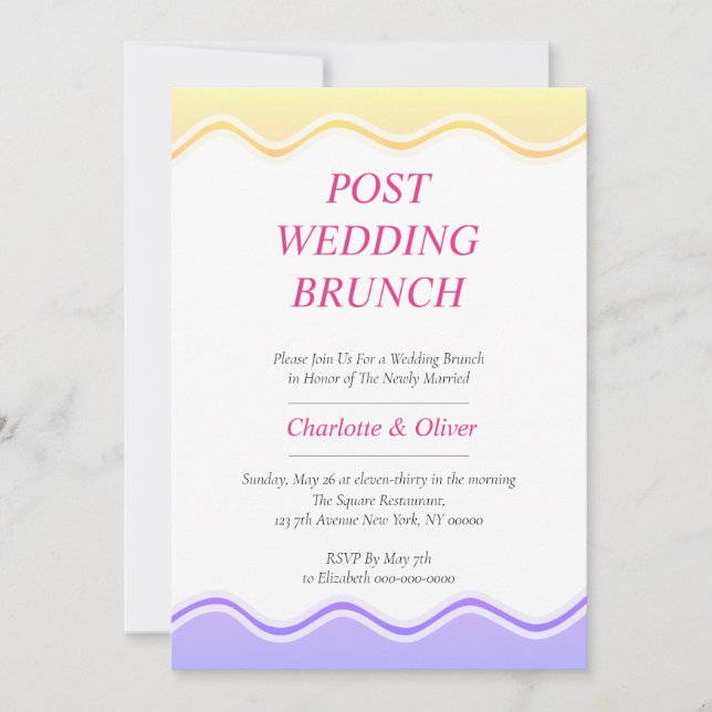Romantic Pink Yellow Violet Wedding Invitation (Front)