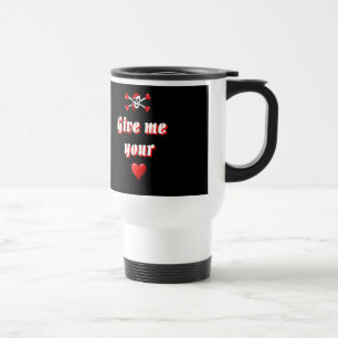 Romantic Pirate and Vaentines love hearts Travel Mug