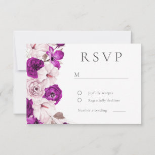 Romantic Plum & Blush Watercolor Wedding RSVP Card