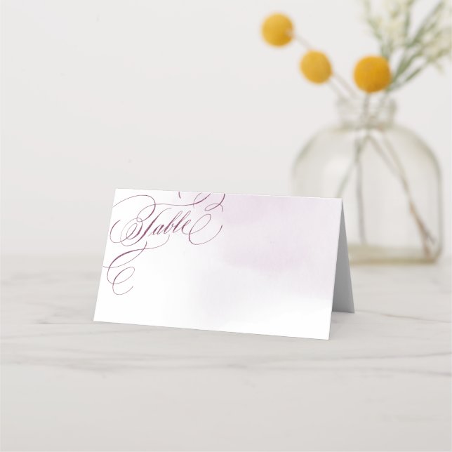 Romantic plum calligraphy vintage wedding place card (Front)