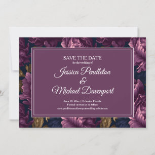 Romantic Plum Floral Wedding Save Date Save The Date