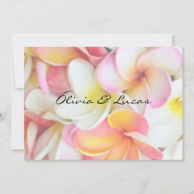 Romantic Plumeria Pink and Yellow Invitation (Front)