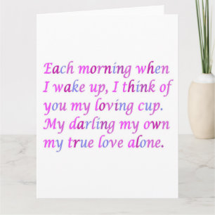 Romantic poem for your true love mixed colours    card