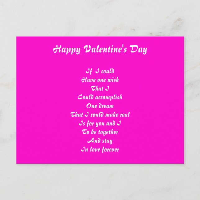 romantic poem valentine's day postcards (Front)
