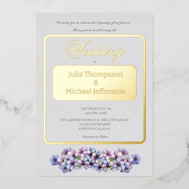 Romantic Poetic Lilac Watercolor Floral Wedding (Front)