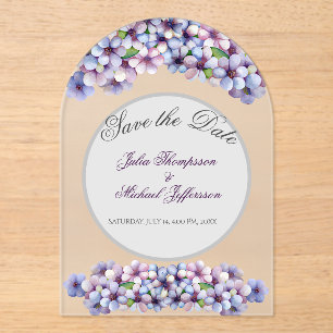 Romantic Poetic Lilac Watercolor Floral Wedding Acrylic Invitations