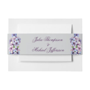 Romantic Poetic Lilac Watercolor Floral Wedding Invitation Belly Band