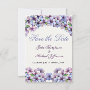 Romantic Poetic Lilac Watercolor Floral Wedding Save The Date