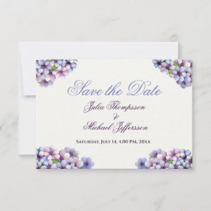 Romantic Poetic Lilac Watercolor Floral Wedding Save The Date