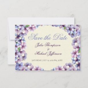Romantic Poetic Lilac Watercolor Floral Wedding Save The Date