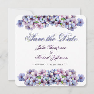 Romantic Poetic Lilac Watercolor Floral Wedding Save The Date