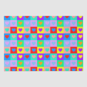 Romantic Pop Art Colourful Heart Pattern Tissue Paper