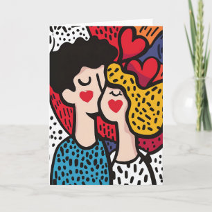 Romantic Pop Art Illustration of a Loving Couple Invitation