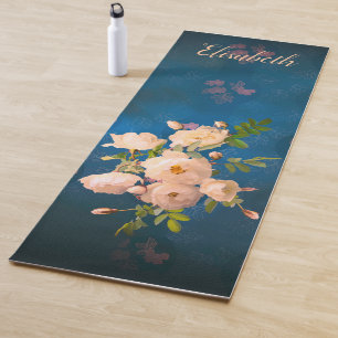 Romantic Powder Red Roses Personalised Yoga Mat