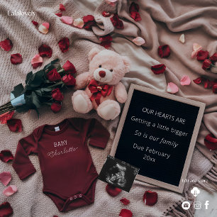 Romantic Pregnancy Announcement with Roses & Teddy