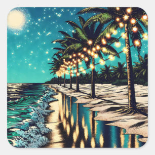 Romantic Pretty Coastal Art  Square Sticker