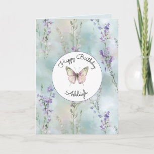 Romantic Pretty Lavender Flowers Birthday Card
