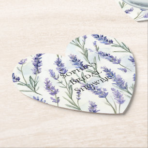 Romantic Pretty Lavender Flowers Bridal Shower Paper Coaster