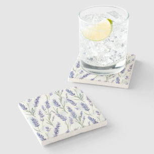 Romantic Pretty Lavender Flowers Bridal Shower Stone Coaster