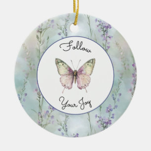 Romantic Pretty Lavender Flowers Ceramic Tree Decoration