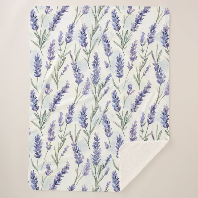 Romantic Pretty Lavender Flowers   Sherpa Blanket (Front)