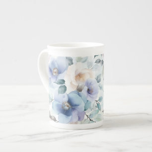 Romantic Pretty Lavender Purple White Flowers Bone China Mug
