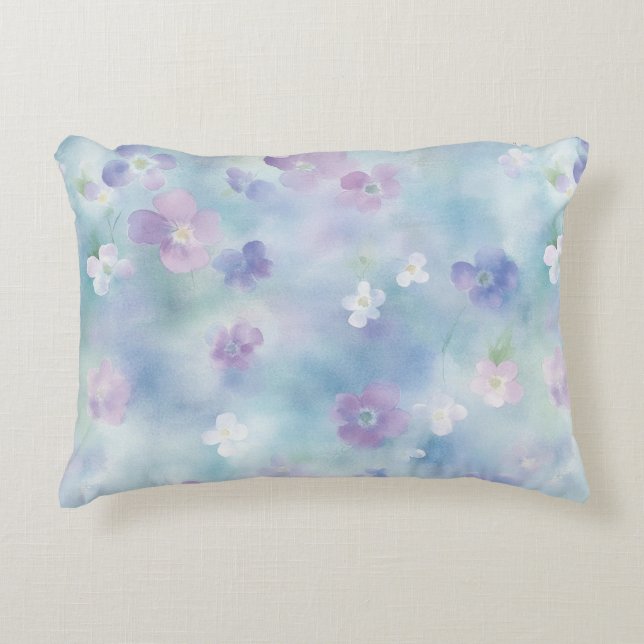 Romantic Pretty Lavender White Flowers   Decorative Cushion (Front)