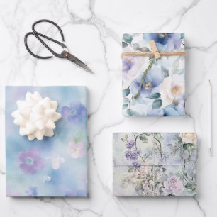 Romantic Pretty Lavender White Flowers   Wrapping Paper Sheet