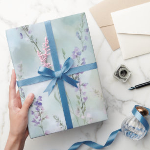 Romantic Pretty Purple Floral Wedding Wrapping Paper